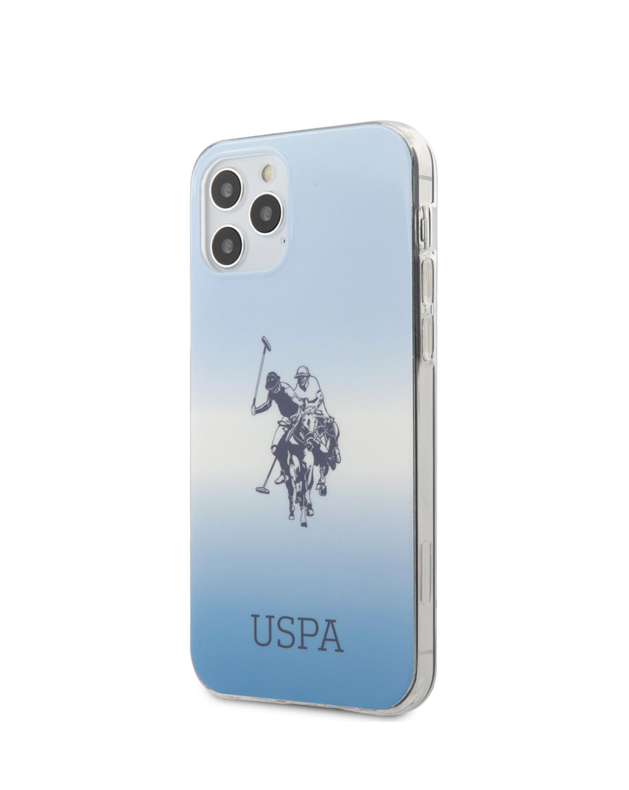 LINKEM STORES . Polo Assn. Hard Case Double Horse Logo Gradient Design  for iPhone 12 / 12 Pro - Gradient Blue