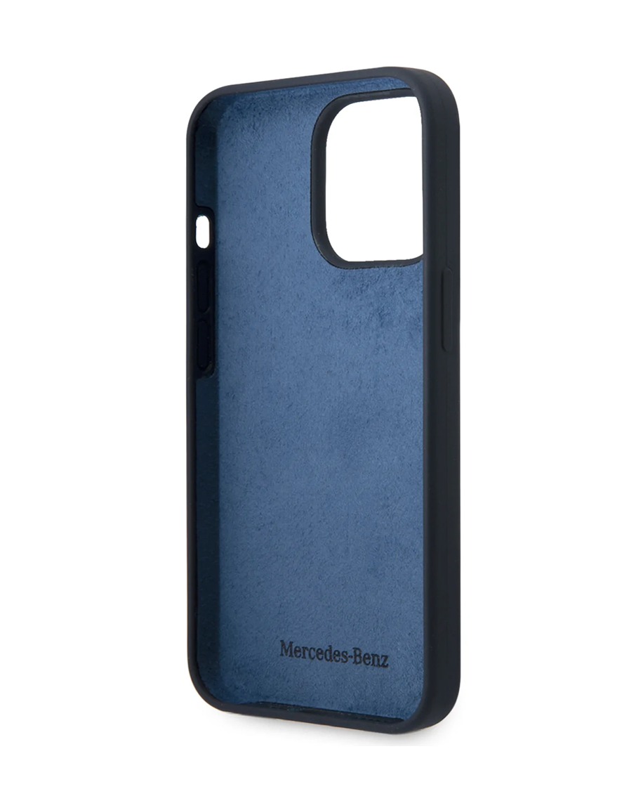 Mercedes-Benz Liquid Silicone Case With Gradient Star Horizontal Pattern  For iPhone 14 Pro Max - Navy